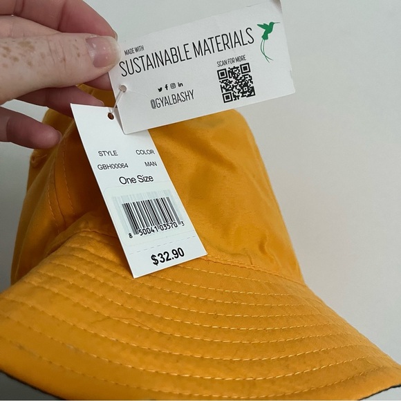 Gyal Bashy • NWT Marigold Yellow Teal Grenada Recycled Reversible Bucket Hat - Picture 2 of 7